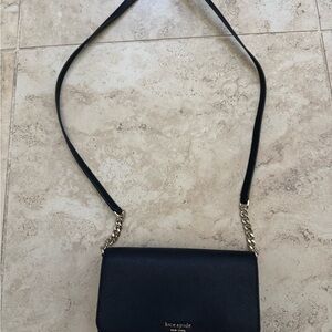 Kate Spade Elegant Black Crossbody Bag with Gold Accents